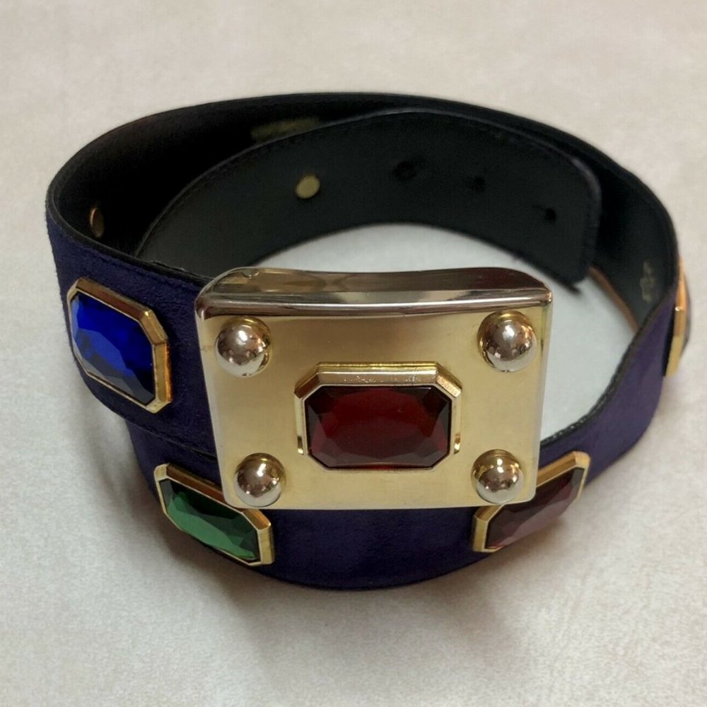 Vintage Escada Suede Rhinestone Belt 38